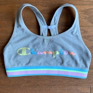 Champion Light Grey and Pastel Logo Sports Bra Athleisure Size XS / Small